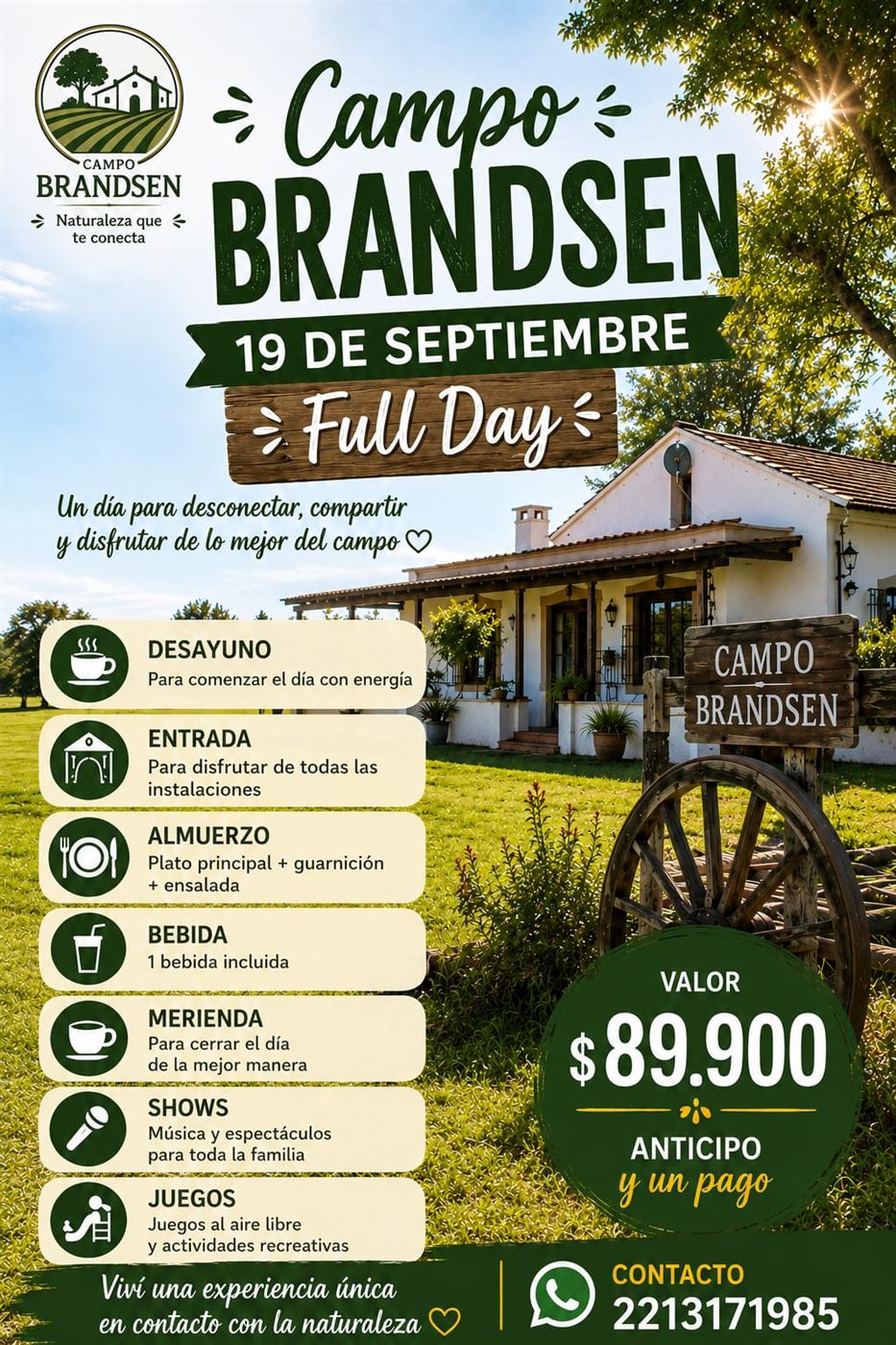Promoción full day Campo Brandsen