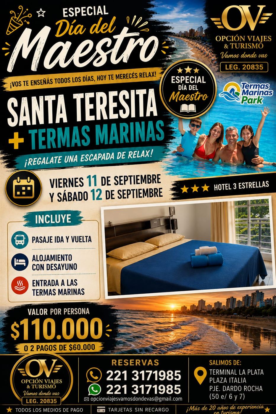 Promoción especial Día del Maestro, Santa Teresita y Termas Marinas