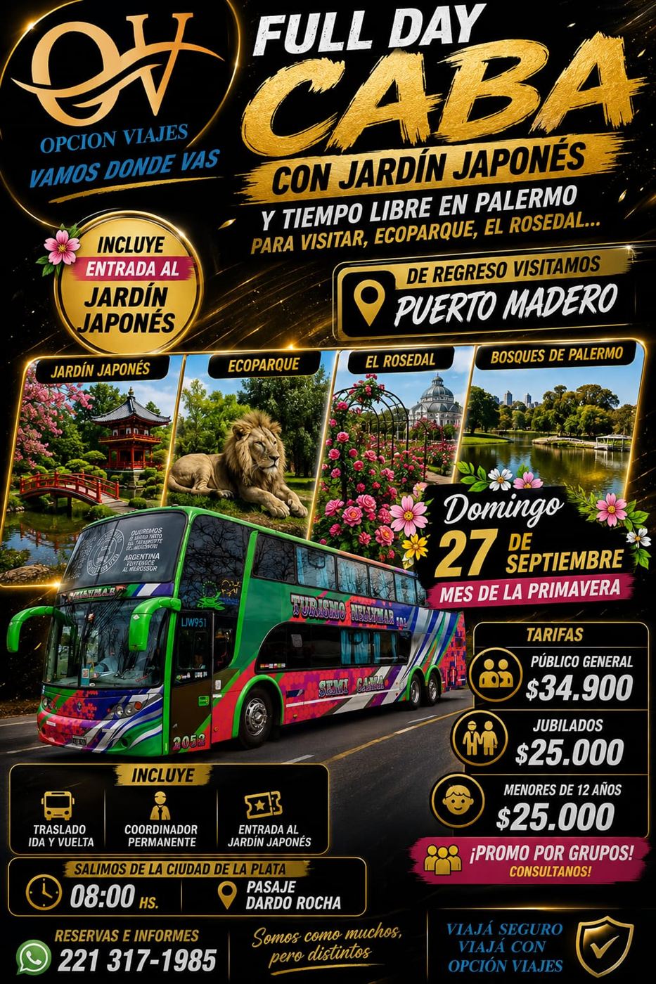 Promoción full day CABA, Jardín Japonés y Puerto Madero